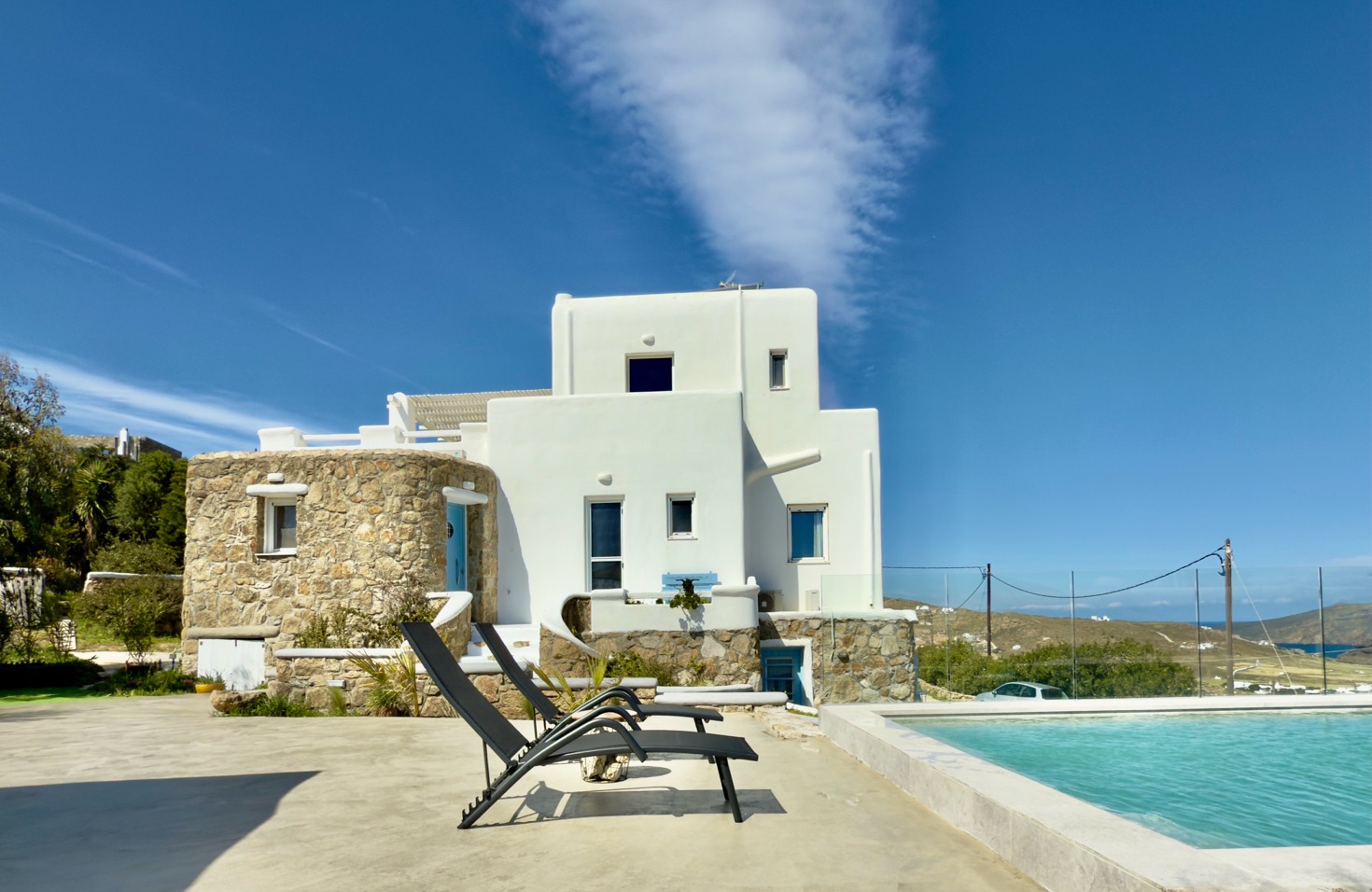 side view of the villa